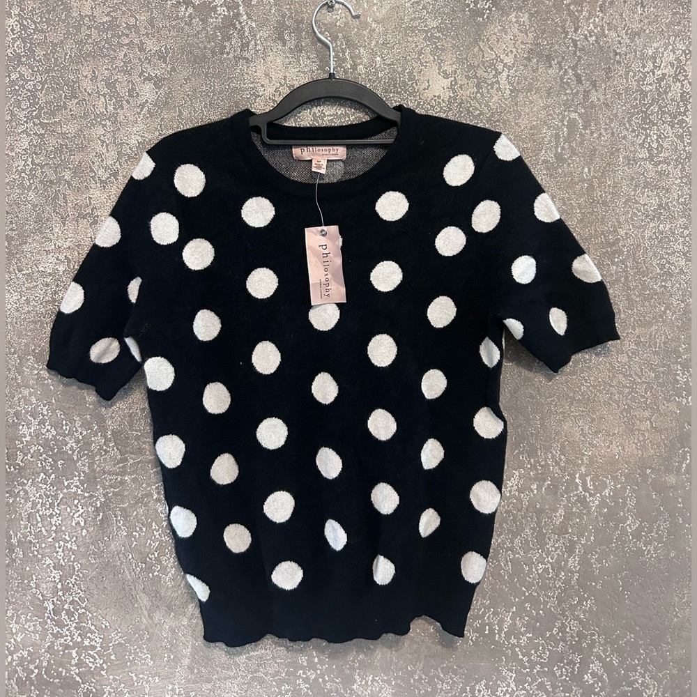 Philosophy Black Sweater with White Dots